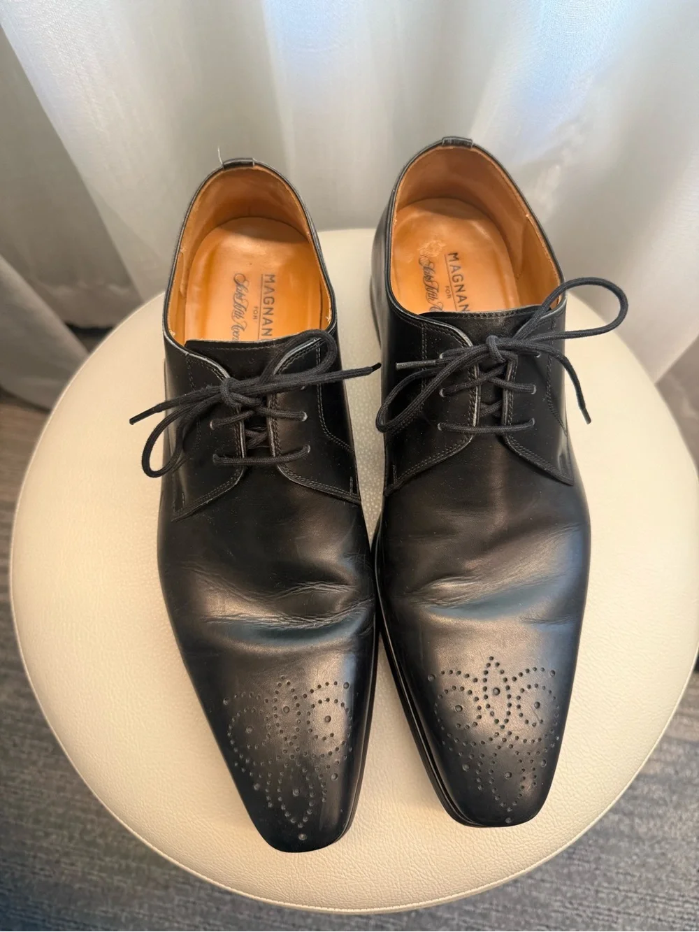 Magnanni for Saks Fifth Avenue Men’s Black Leather Derby Shoes Size 8 M